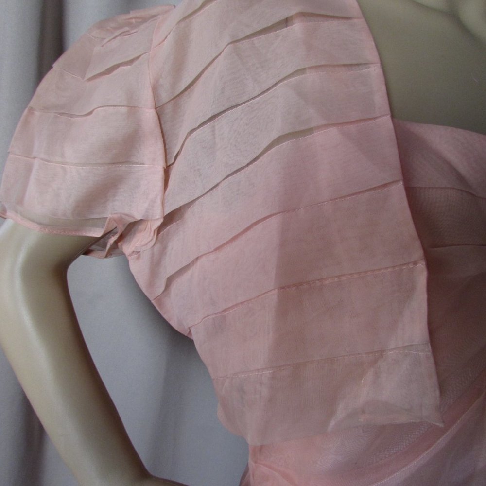 SALE Vintage 1930 Style 1940 Style Peach Organdy Dance Dress - Picture 5 of 10